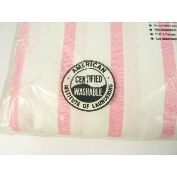 Vintage NOS Double Flat Sheet Unhemmed Pink Stripes Candy Tone Tex-made Canada - Picture 6 of 6